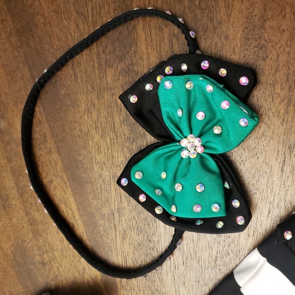 Striped Black and White Kids Dance  Costume Rhinestones Beetlejuice Waistress - Picture 3 of 16